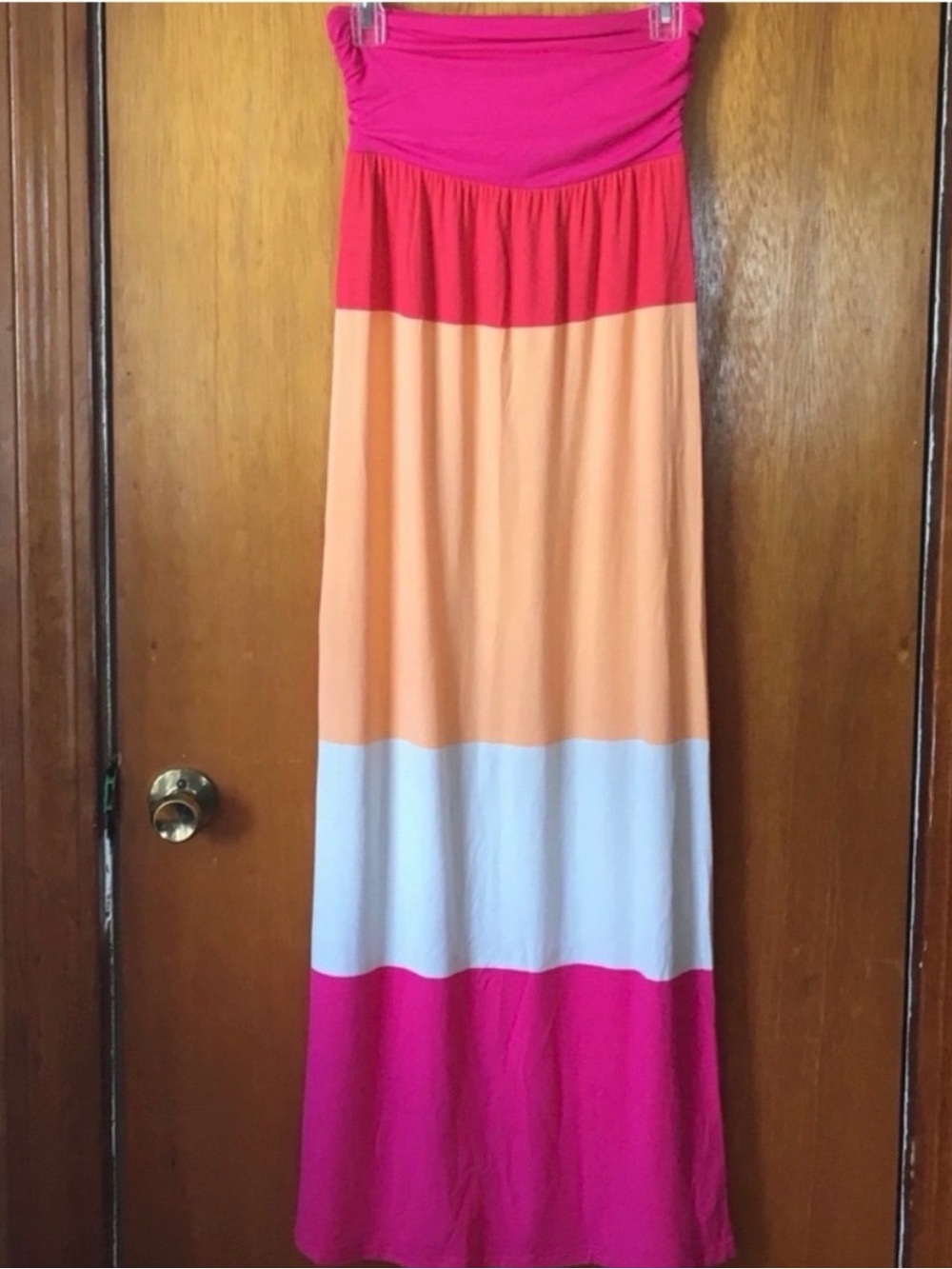 Old Navy Colorblock Strapless Maxi Dress - Hot Pink, Coral, Peach, White